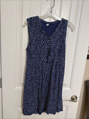 Old Navy Navy Blue Sleeveless Printed Tie-Front Dress